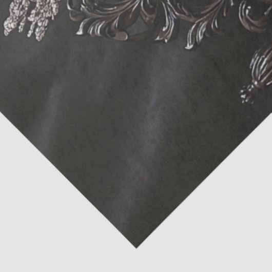 Decoupage Gothic Skeleton Queen Zwarte Stoel Tissuepapier (Detail)