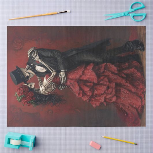 Decoupage Gothic Skeleton Romantisch Paar Dans Tissuepapier (Craft)