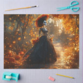 Decoupage Gothic Skeleton Uitgebreide Zwarte Jurk Tissuepapier (Craft)