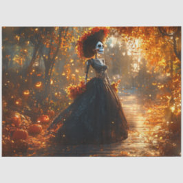 Decoupage Gothic Skeleton Uitgebreide Zwarte Jurk Tissuepapier