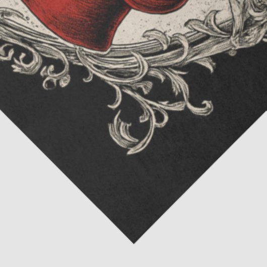 Decoupage Gothic Skeleton Wedding In Red Black  Tissuepapier (Detail)