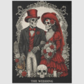 Decoupage Gothic Skeleton Wedding In Red Black Tissuepapier (Voorkant)