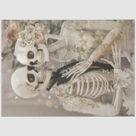 Decoupage Gothic White Glass Skeleton Paar Wed Tissuepapier