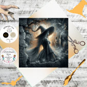 Decoupage Gothic Witch Moonlight Forest Scene Tissuepapier