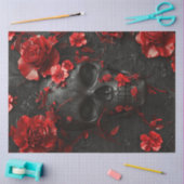 Decoupage Gothic Zwart Marmer Skelet Rood Rozen Tissuepapier (Craft)