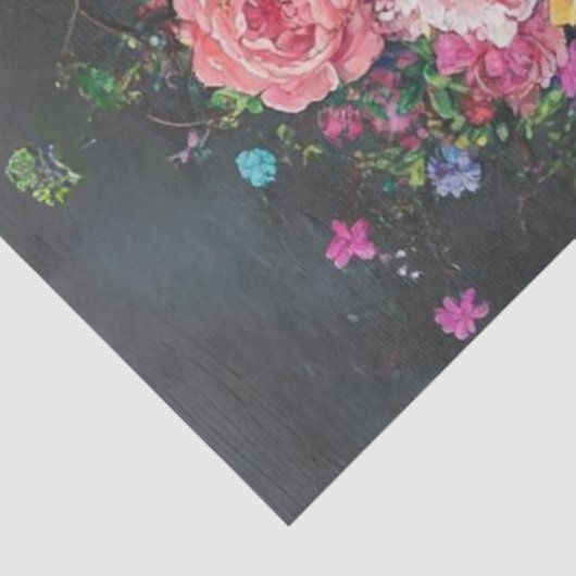 Decoupage Gotisch Skelet versierd met bloemen Tissuepapier (Detail)