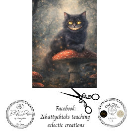Decoupage Gotische Betoverde Bos Geïnspireerde Kat Tissuepapier