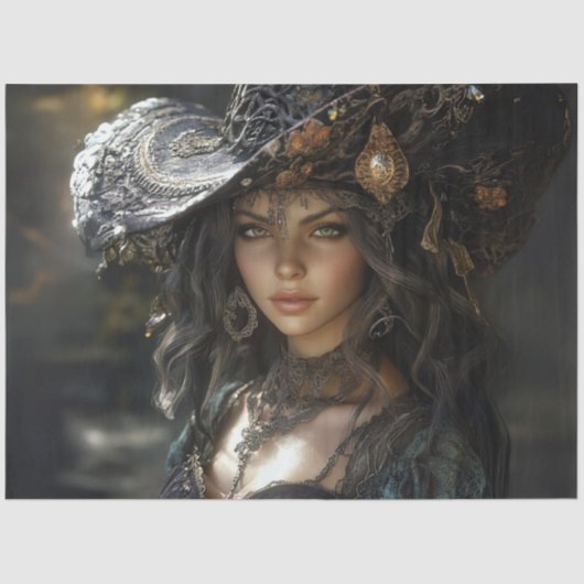 Decoupage Gotische Elegantie Lady Seraphina Tissuepapier (Voorkant)