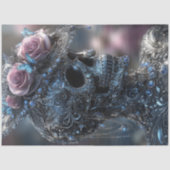 Decoupage Gotische Luxe Schedel gekroond in Bloom Tissuepapier (Voorkant)