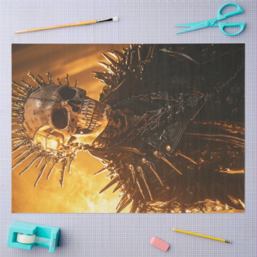 Decoupage Gotische Metallic Skull Spikes Figuur Tissuepapier (Craft)