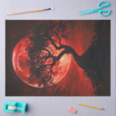 Decoupage Gotische Rode Maan Zwarte Boom Crimson H Tissuepapier (Craft)