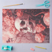 Decoupage Gotische Schedel Omgeven & Perzik Bloeme Tissuepapier (Craft)