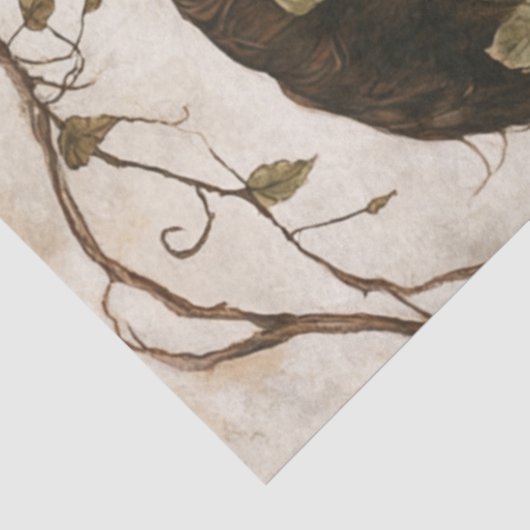 Decoupage gotische skeletten met bloemenkronen tissuepapier (Detail)