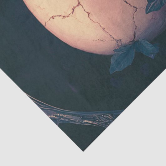 Decoupage Gotische Skeletten Zwaard Perzik Bloemen Tissuepapier (Detail)