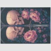 Decoupage Gotische Skeletten Zwaard Perzik Bloemen Tissuepapier (Voorkant)