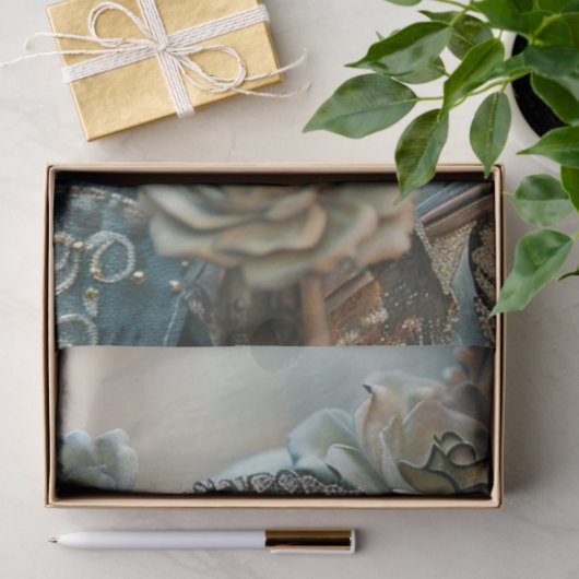 Decoupage Gotische Uitgebreide Huwelijk Blauwgroen Tissuepapier (Geschenk)