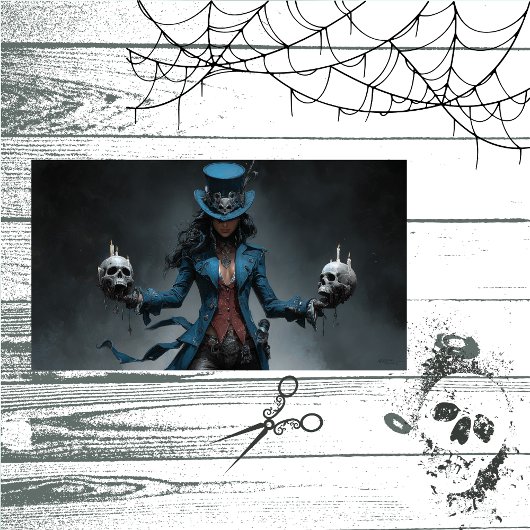 Decoupage Gotische Vrouw Blauwe Kandelaar Tissuepapier