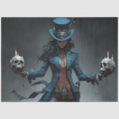 Decoupage Gotische Vrouw Blauwe Kandelaar Tissuepapier (Voorkant)