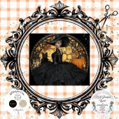 Decoupage Gotische Vrouw Herfst Print Glas in lood Tissuepapier