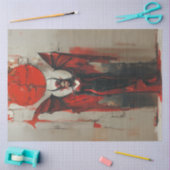 Decoupage Gotische Vrouw in Rood Tissuepapier (Craft)