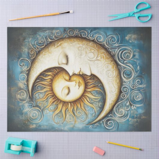 Decoupage Gouden Hemelse Halve Maan Tissuepapier (Craft)