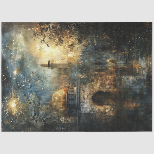 Decoupage Gouden Koepel van de Rots Jeruzalem Tissuepapier (Voorkant)