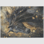 Decoupage Gouden Majesteit Zwarte Hengst Tissuepapier (Voorkant)