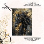 Decoupage Gouden Majesteit Zwarte Hengst Tissuepapier