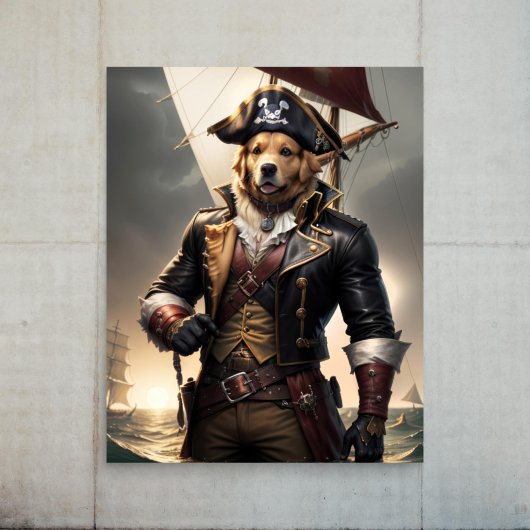 Decoupage - Gouden Retriever Piraat Hond - Tissuepapier