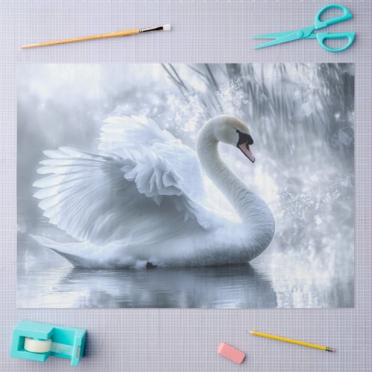 Decoupage Graceful Swan Pond Reflectie Tissuepapier (Craft)