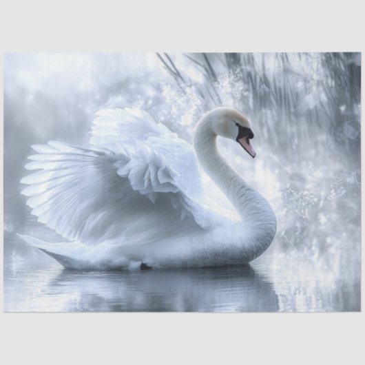 Decoupage Graceful Swan Pond Reflectie Tissuepapier (Voorkant)