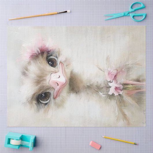 Decoupage gracieuze witte sierlijke struisvogel ro tissuepapier (Craft)