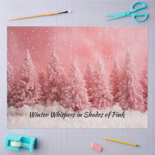 Decoupage Gradient Pink Hues Kerstbomen Sneeuw Tissuepapier (Craft)