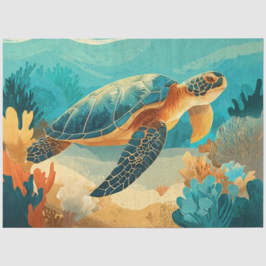 Decoupage Grafische Zeeschildpad Tissuepapier (Voorkant)