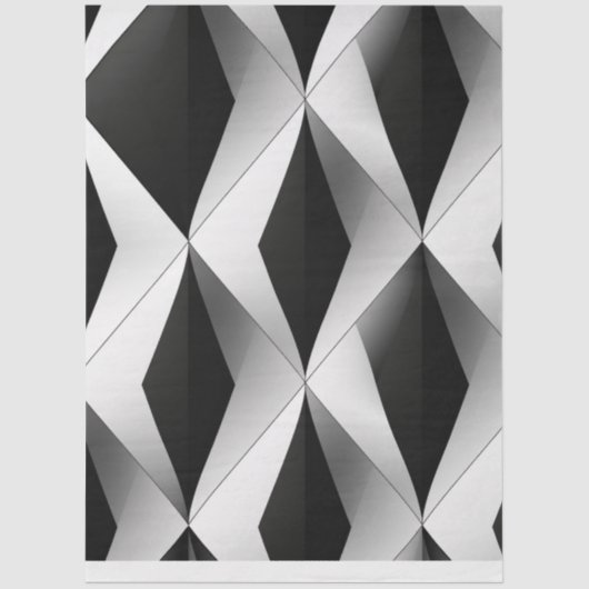 Decoupage Grayscale Geometric Patterns Diamond Tissuepapier (Voorkant)