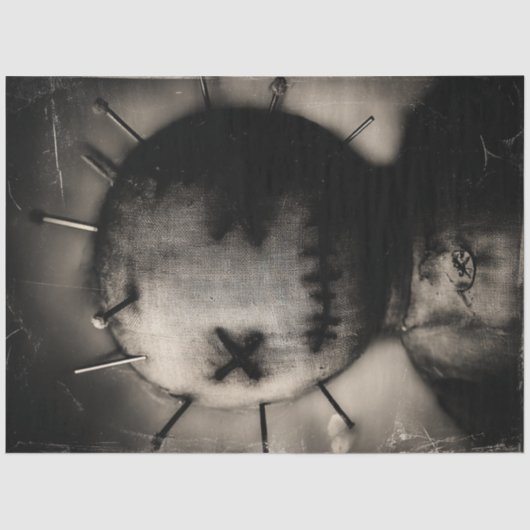 Decoupage griezelig gestikte gotische voodoo pop tissuepapier (Voorkant)