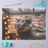 Decoupage grijze nijlpaard met grote roze bril tissuepapier (Craft)