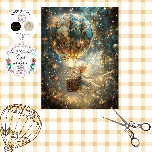 Découpage Griljige Heet Lucht Ballon Fee Hemelsbla Tissuepapier