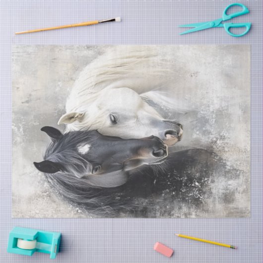 Decoupage grillig Abstract zwart wit paard Tissuepapier (Craft)