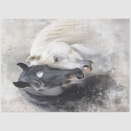 Decoupage grillig Abstract zwart wit paard Tissuepapier (Voorkant)