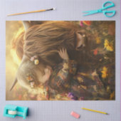 Decoupage grillig kind met Highland Koe Tissuepapier (Craft)