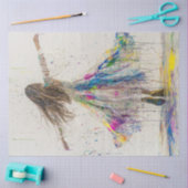 Decoupage grillig meisje dansen in verf tissuepapier (Craft)