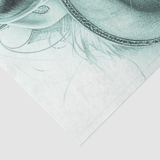 Decoupage grillig monochromatisch paardenportret tissuepapier (Detail)