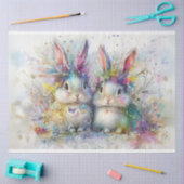 Decoupage grillig schilderij 2 paaskonijnen tissuepapier (Craft)