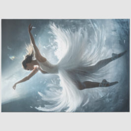 Decoupage grillige balletdanser in het wit tissuepapier