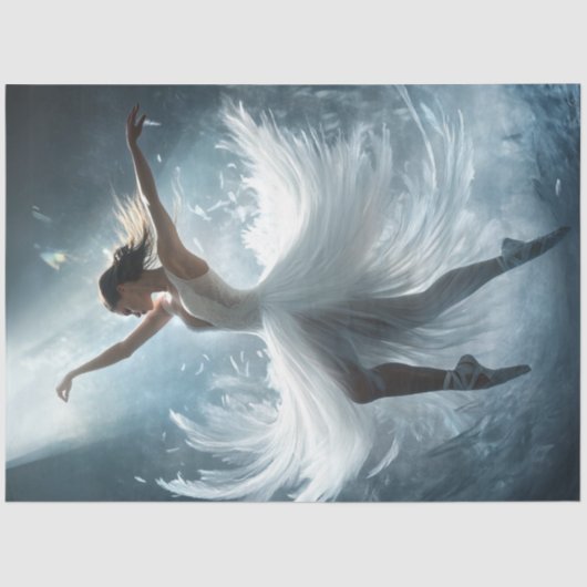 Decoupage grillige balletdanser in het wit tissuepapier (Voorkant)