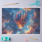 Decoupage grillige blauwe hete lucht ballon rijden tissuepapier (Craft)
