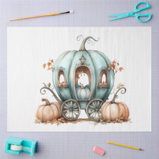 Decoupage grillige Blauwgroen pompoen vervoer Tissuepapier (Craft)