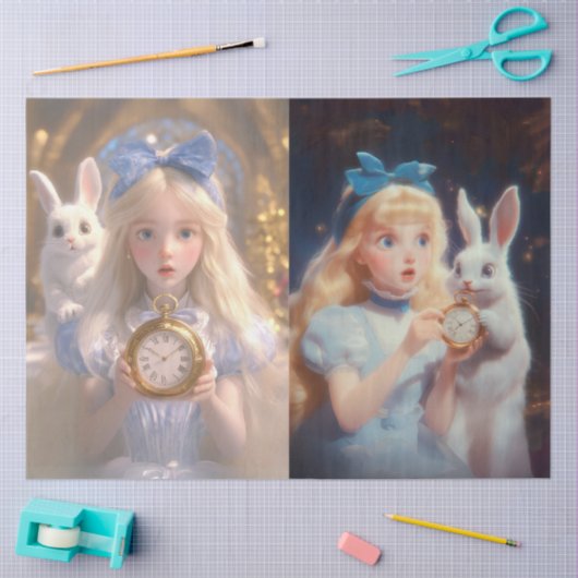 Decoupage grillige blonde meisjes konijnen & Pasen Tissuepapier (Craft)