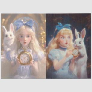 Decoupage grillige blonde meisjes konijnen & Pasen Tissuepapier